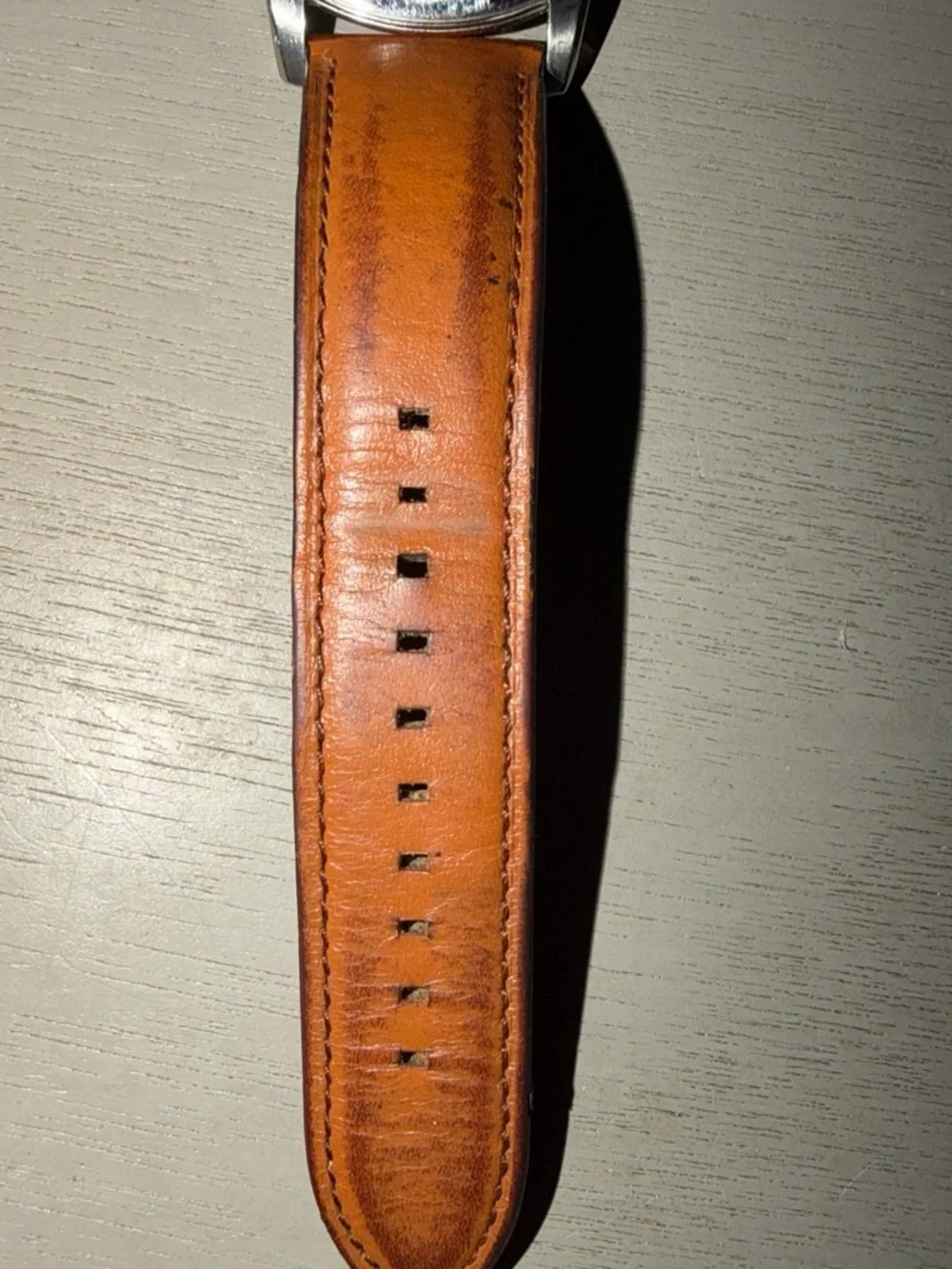 Fossil Men’s Blue Dial Watch with Brown Leather Strap